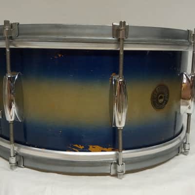 1950s Gretsch X4102 ‘Renown’ 14″ x 6.5″ Snare Drum in Blue/Silver Duco - 3 ply image 10