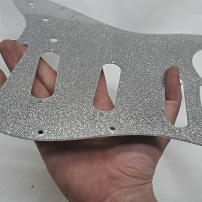 Lefty left handed Platinum Silver Sparkle Glitter Acrylic Strat Stratocaster 11 hole pickguard Fender SSS image 13