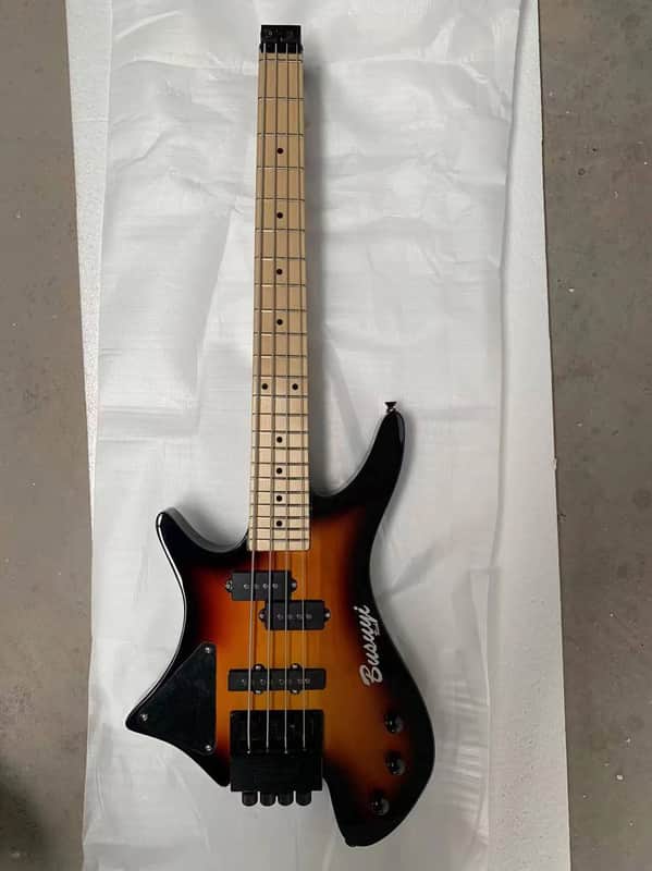 4 String Short Scale Neck Through Bass/6 String Tremolo Busuyi Double Side, Headless Guitar image 1