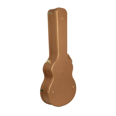 Crossrock Wooden Guitar Case -Fits OM/000-14 Fret Acoustic Guitars -Vintage Hardware, Sponge Lining, Metal Feet, Storage Space-Luxury Gold image 4