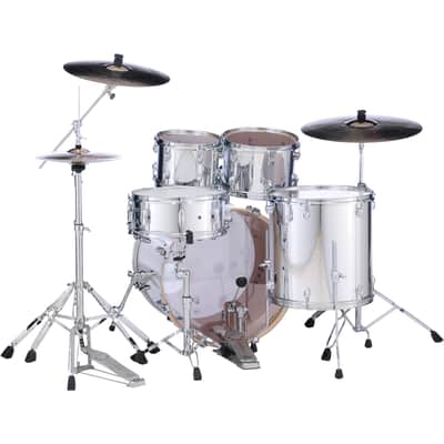 Pearl Export New Fusion 5-Piece Drum Set With Hardware Mirror Chrome - NO CYMBALS image 2