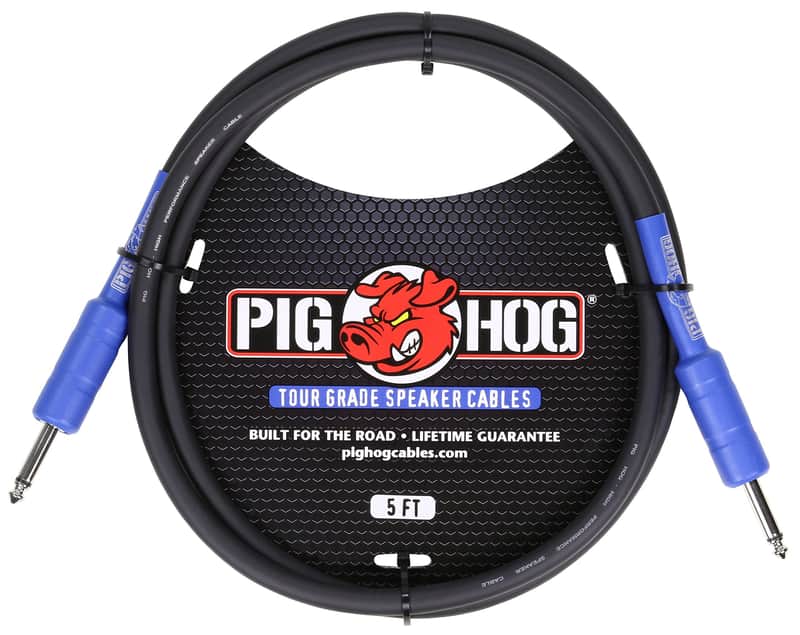 Pig Hog PHSC5 High Performance 14 Gauge 9.2mm 1/4" Speaker Cable, 5 Feet , Black image 1