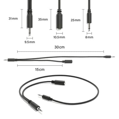 ExcelValley [Black | 150 cm - 59.06"] 5-Pack - Hopscotch Mono Splitter Y Patch Cables TS 3.5mm 1/8" Eurorack Synth image 2