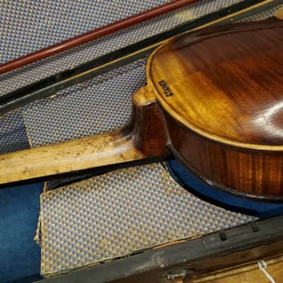 Stainer Antique Violin with coffin case restored with fiddle violin bridge set up 1 bad gear image 15