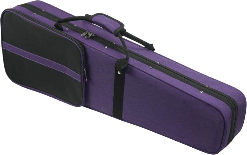 4/4 Full Size Violin Case, Triangular Lightweight Portable Travel Carrying Bag with Shoulder Straps, Plush Lining, Reinforced Frame, Nylon Waterproof, Ideal for Students & Players, Purple image 1
