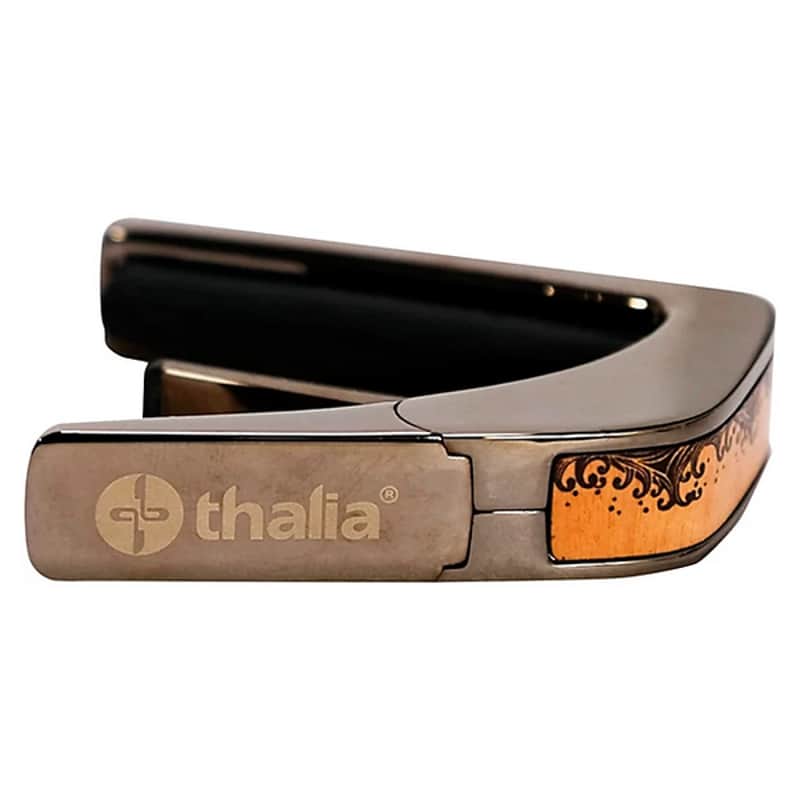 Thalia Black Chrome Guitar Capo - Flamed Maple Waves image 1