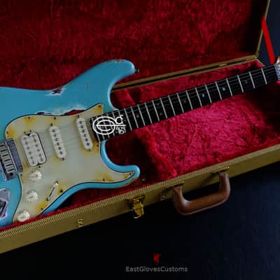 Fender Stratocaster American Deluxe Daphne Blue HSS Made in USA Relic Aged image 1