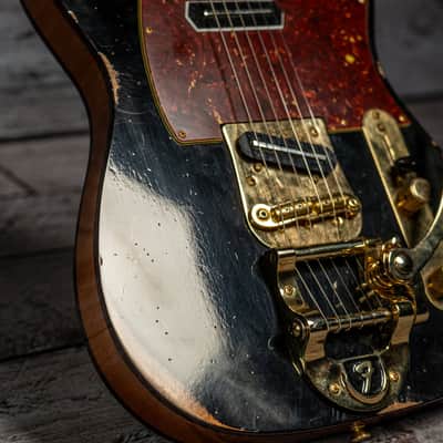 Fender Custom Shop Limited Edition Bow Tie Telecaster Custom Relic with Gold Hardware - 3A Rosewood Fingerboard, Black with Aged Natural Back and Sides image 14