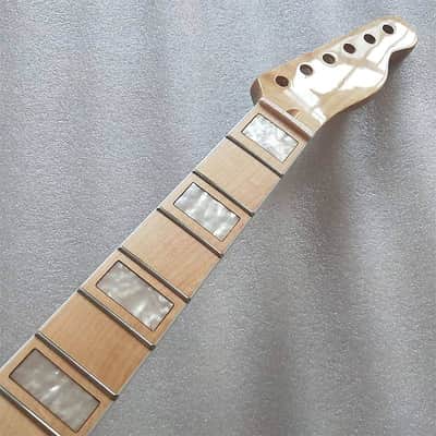 Maple Wood Guitar Telecaster Style Neck with White Block Inlay image 4