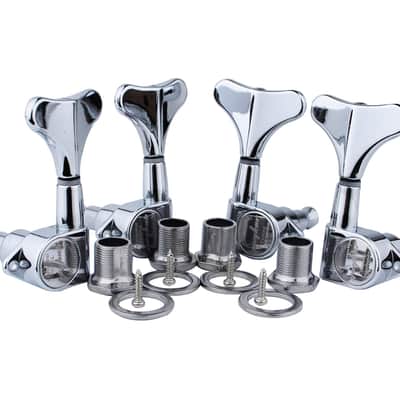 Guyker Guitar Bass Tuners (2R + 2L) - 1:17 Ratio Headstock Sealed Tuning Key Pegs Machine Head Replacement for Electric Jazz Bass or Precision Instruments - Chrome image 1