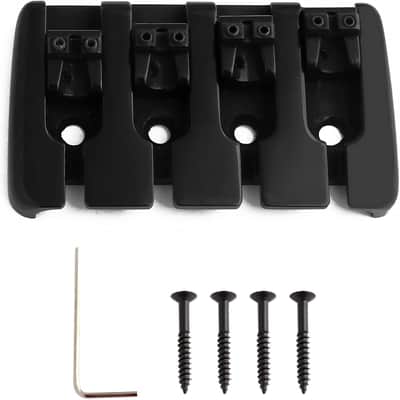 4 String Bass Bridge Top Load Tailpiece with Zinc Saddles for Electric Bass P Bass Black High Mass. image 1