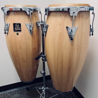 LP Aspire Congas Pair Natural w/ Double Stand image 1