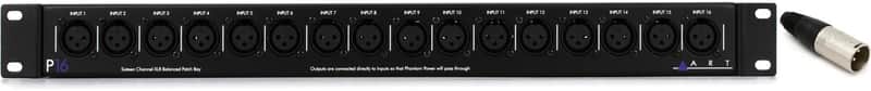 ART P16 16-channel XLR Balanced Patchbay  Bundle with Neutrik NC3MX 3-pole Male XLR Cable-mount Connector image 1