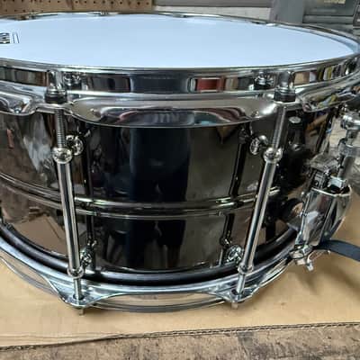 Pork Pie 14x6.5"BOB" Black Brass Snare Drum 2000s - Black brass image 2