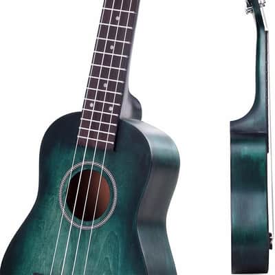 Kids Adults Ukulele Soprano Beginner Kit, 21 Inches Ukulele Set Blue-green with 8 Accessories, Unique Color Design image 3