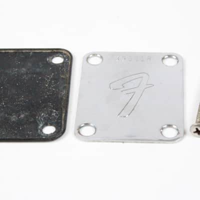 1972 Vintage Fender Precision Bass/Telecaster/Jazz Bass Neck Plate Chrome w/Orginal Screws 1970s USA image 2