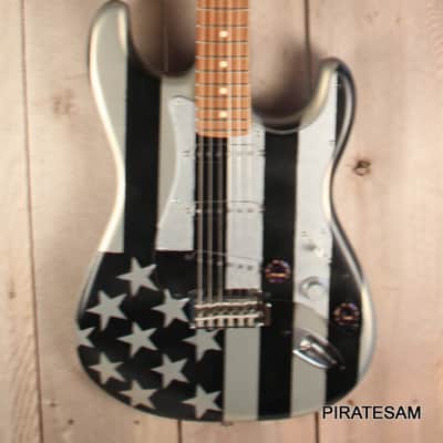 Fender Player Stratocaster Custom Art Guitar " Black N Silver Flag " image 5