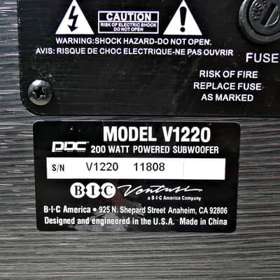 B. I. C America ​Venturi Model V1220 ​200 Watt Powered Subwoofer - Excellent Condition with Owners Manuals - PV Music Home Audio / Electronics Shop Inspected​ ​/ Serviced ​/ Tested - Works / Sounds / Functions / ​Looks Great image 16