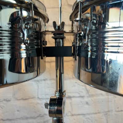 DeRosa Timbales 13 & 14 Inch with Pearl Stand and LP Blue Jam Block image 6