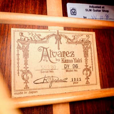 1985 Alvarez by Kazuo Yairi DY96 Dreadnought Acoustic Guitar w/ COA & Case image 7