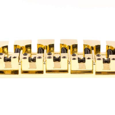 Hipshot A Style 5 String Fender Retrofit Bass Bridge Brass Gold 5A5FM3BG image 4