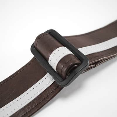 Couch Brown with White Vinyl Racer X Guitar Strap image 3
