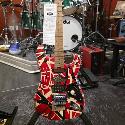 EVH Striped Series Frankie Electric Guitar Red BUNDLE w/ Black and White Stripes Relic w/AMP, Case & Picks image 1