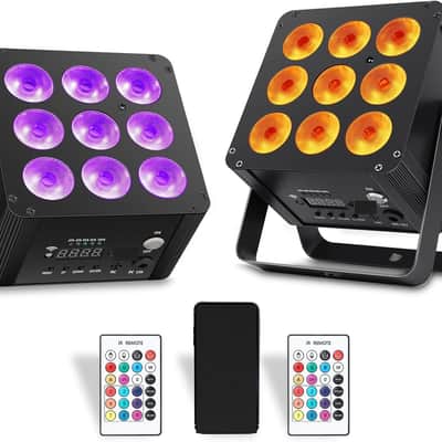 Rechargeable Stage Par Lights,54W RGBWA+UV 6IN1 Battery Powered Uplights with Wireless 2.4G App Control,Led DJ Par Can Lighting with Sound Activated & Remote Control for Bars Band (2PCS) image 1