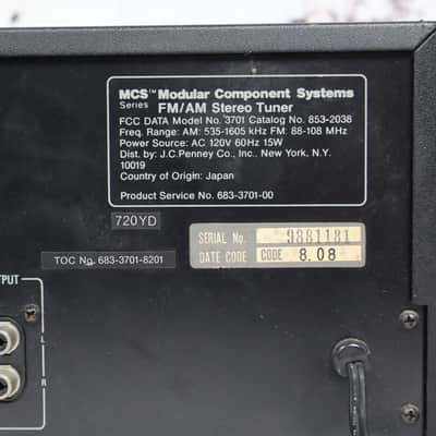 MCS 3701 Modular Component Systems FM/AM Stereo Tuner image 3