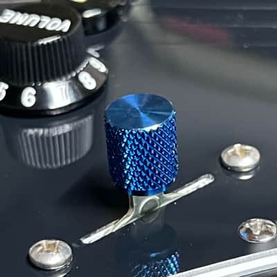 Kinnatone SHORT Blue Stainless Steel knurled 3 or 5 way Blade style Switch Tip For Strat or Tele image 2