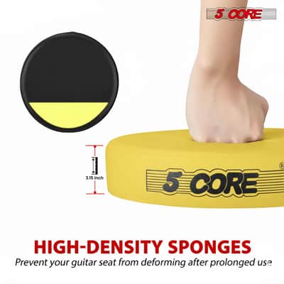 5Core Guitar Stool 3.15" Padded Chair Foldable Heavy Duty Music Seat Built in Foot Rest Guitar Stand - Yellow image 5