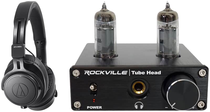 Audio Technica ATH-M60X Closed-Back Pro Monitor Headphones+Tube Headphone Amp image 1