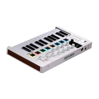 Arturia MiniLab 3 Mini Hybrid Keyboard Controller with Pad Controller / Creative Software, Mini Display / Clickable Browsing Knob / Built-In Arp / Hold and Chord Modes (White)