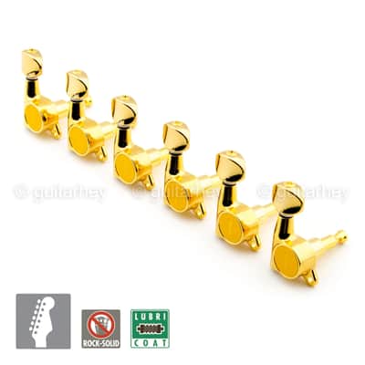NEW Gotoh SG381-05 Tuners 6-in-Line Set w/ OVAL Buttons Right Handed - GOLD image 2