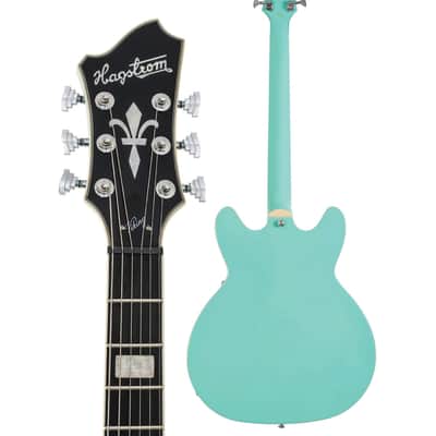 Hagstrom Viking Semi-Hollow Guitar, Resinator Fretboard, Aged Sky Blue VIK-ABE-U image 4