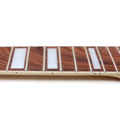 24" Short Scale Guitar Neck – 24 Fret Maple with Rosewood Fretboard & Block Inlays, Bolt-On image 3