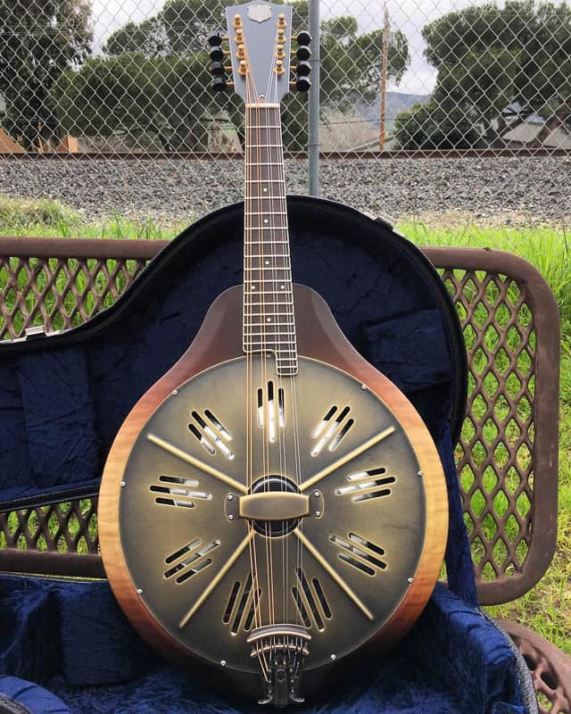 National Reso-Phonic RM1 Mandolin 2025 Walnut Back Figured Maple Top Antique Brass Parts - IN STOCK NOW! image 1