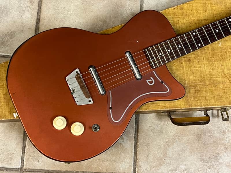 Vintage 1956 Danelectro U2 Electric Guitar Copper w original TWEED case image 1