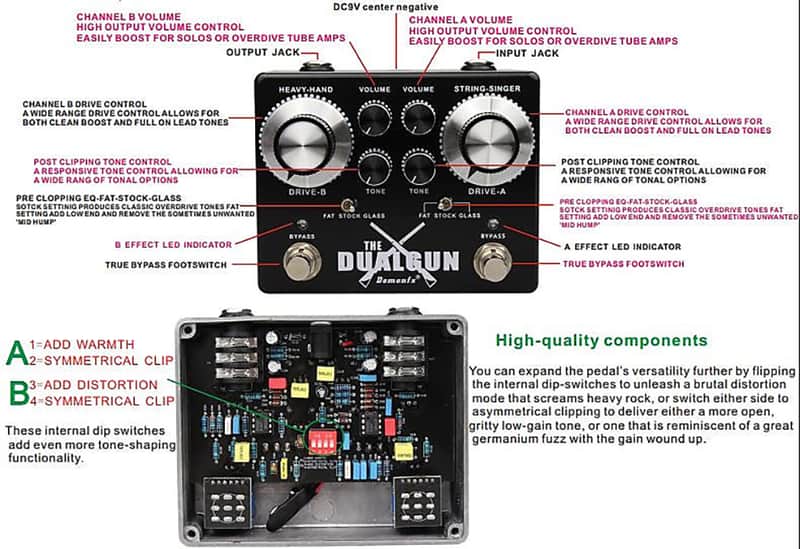 ギター Demon FX THE DUAL GUN /KingTone Duellist DemonFx The Dual Gun Overdrive Electric Guitar Pedal – Kairon