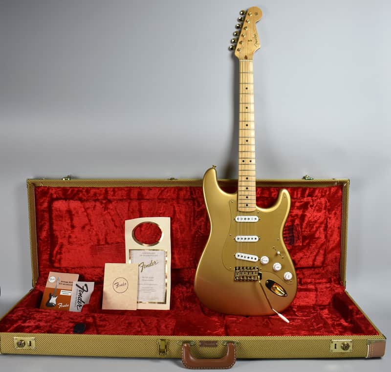 Circa 1989 Fender Stratocaster Custom Shop H.L.E Gold '57 RI #313 Guitar w/OSHC image 1