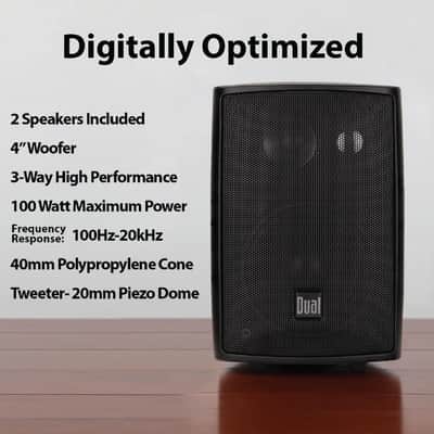 4" 3-Way High Performance Outdoor Indoor Speakers with Powerful Bass, Effortless Mounting Swivel Brackets, All Weather Resistance, Sold in Pair image 2