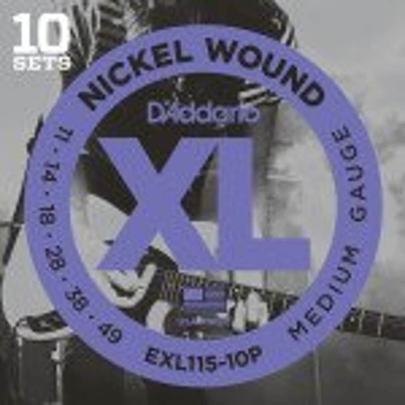 D'Addario EXL115-10P Nickel Wound Electric Guitar Strings Medium/Blues-Jazz Rock 11-49 10 Sets image 1