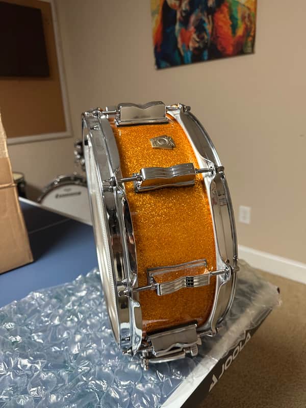Ludwig NEW 5x14 Wood Gold Sparkle Snare Drum image 1