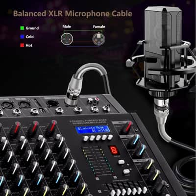XLR Cable 25 ft 2 Pack, Premium XLR Microphone Cable, 3-Pin Balanced Shielded XLR Male to Female Mic Speaker Cord, Metal Spring SR, Black image 6