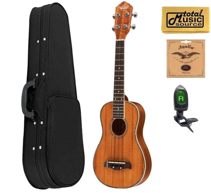 Left Hand Oscar Schmidt OU5 Concert Ukulele, Case,Tuner,Strings,Cloth, OU5LH CASE image 1