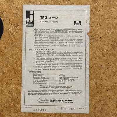 Jensen TF-3 3-way 4-Speaker System Mid-20th Century Floor Speakers 25 Watts image 9