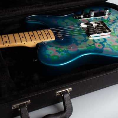 Fender Blue Floral Telecaster Solid Body Electric Guitar (2001), ser. #P077150, black tolex hard shell case. image 12