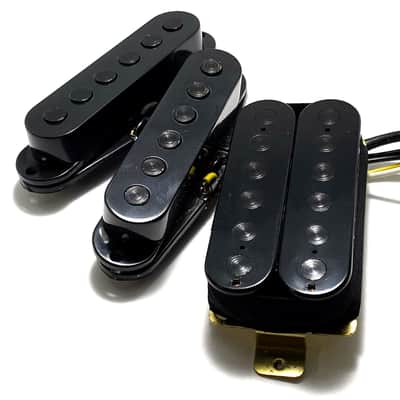 Dragonfire HSS Mixed Hum-Single-Single Pickup Set ft. Oversized Black Response Poles Bridge Humbucker + Middle & Neck Singles image 2