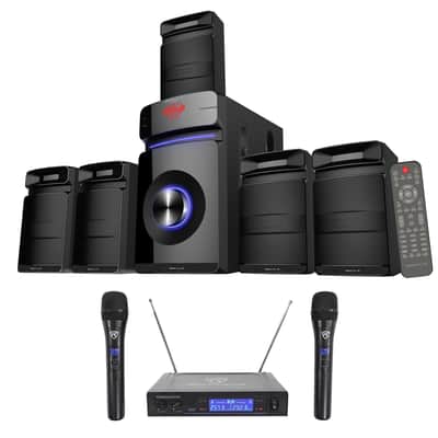 Rockville Home Theater/Karaoke Machine System w/5.25" Sub+(2) Wireless VHF Mics image 1