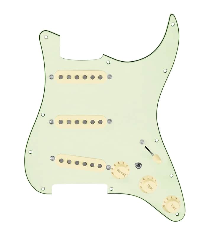 920D Custom Generation  Loaded Pickguard For Strat With Aged White Pickups and Knobs, Mint Green Pickguard For Strat, and S7W-MT Wiring Harness image 1